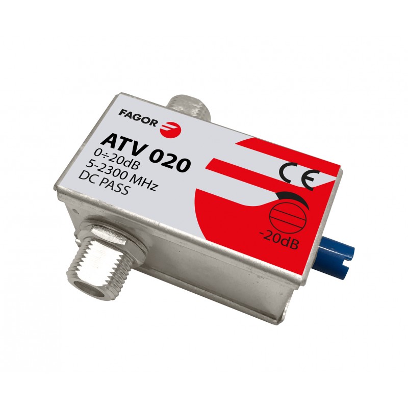 ATV 020 Atenuador blindado, ajustable de 0 a 20 dB, DC Pass, 5 - 2150 MHz