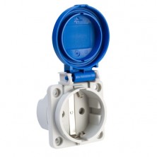 BASE EMPOTRAR TIPO SCHUKO IP54 2P+T 16A 250V AZUL BORNE CON