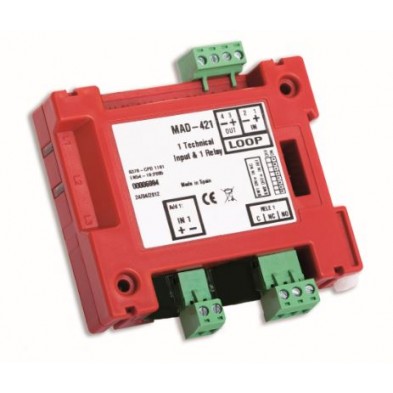 MAD-421 Módulo analógico monitor y control. Dispone de 1 entrada técnica supervisada para la señalización de estado de equipos q