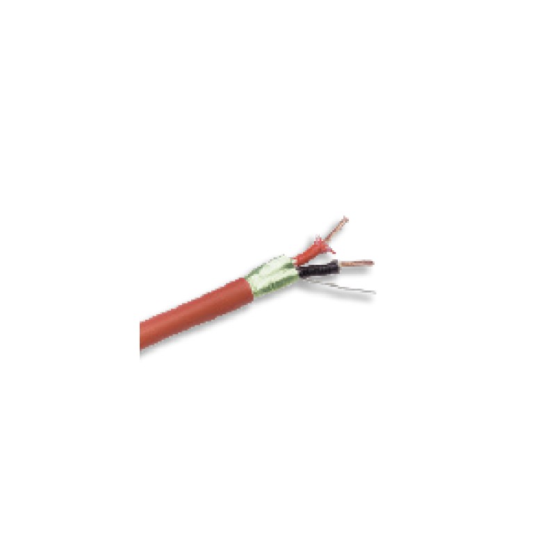 CBD-KRF Cable manguera rojo/negro de 2 x 1,5 mm². Trenzado y apantallado, de muy baja capacidad, libre de halógenos y resistente