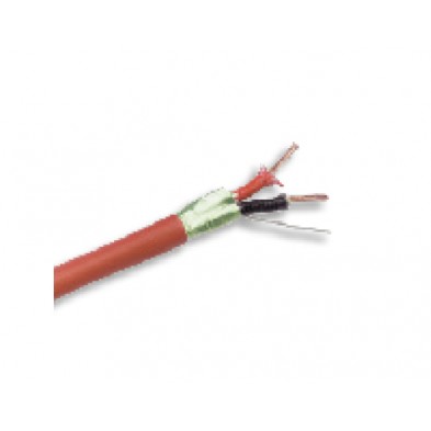 CBD-KRF Cable manguera rojo/negro de 2 x 1,5 mm². Trenzado y apantallado, de muy baja capacidad, libre de halógenos y resistente