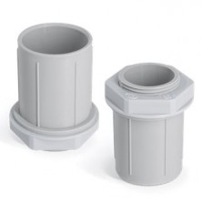 RACOR RECTO M-25 DE PVC-GRIS-p/tubo rigido C/TUERCA INCORP.